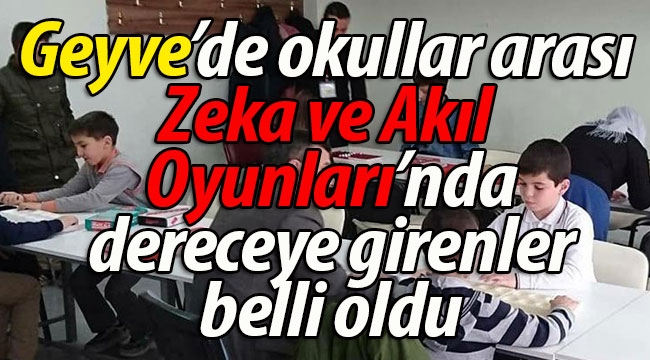 Geyve'de Akıl ve Zeka Oyunları sonuçları