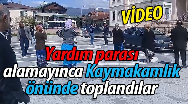 Yardım parası alamayınca Geyve Kaymakamlık binasında toplandılar