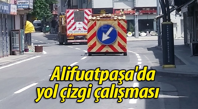 Alifuatpaşa'da yol çizgi çalışmaları yapıldı