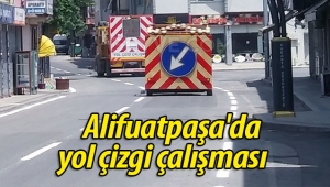 Alifuatpaşa'da yol çizgi çalışmaları yapıldı