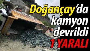 Doğançay'da kamyon devrildi: 1 Yaralı