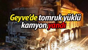 Geyve'de seyir halindeki kamyon yandı