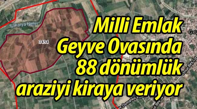 Geyve Ovasında 88 dönümlük arazi kiraya veriliyor