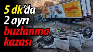 5 dakikada 2 ayrı buzlanma kazası!