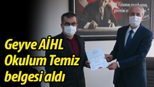 Geyve AİHL "Okulum Temiz" belgesi aldı