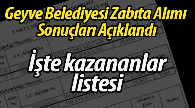 Geyve Belediyesi Zabıta Alımı Sonuçlandı