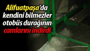 Geyve'de kendini bilmezler durak camlarını indirdi