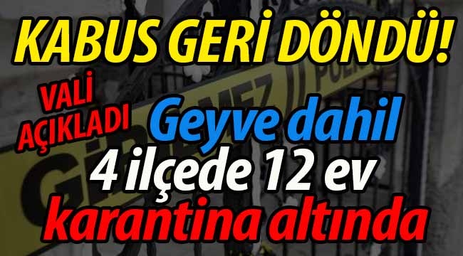 Geyve dahil, 4 ilçede 12 ev karantina altında