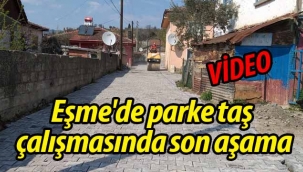 Eşme'de parke taş  çalışmasında son aşama