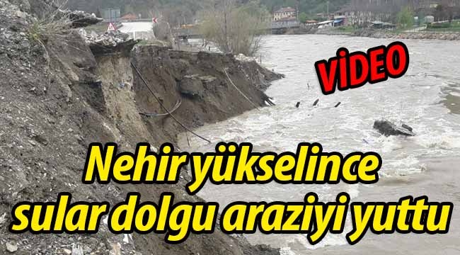 Nehir yükselince sular dolgu araziyi yuttu