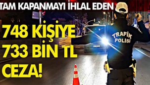 Tam kapanmada 748 kişiye 733 bin TL ceza!