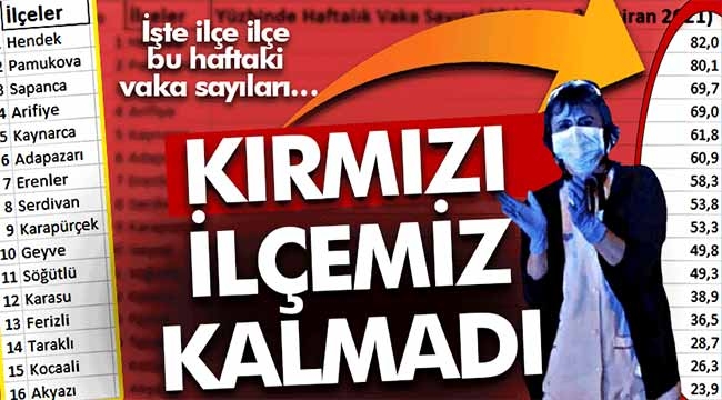 Sakarya'da kırmızı ilçemiz kalmadı! 