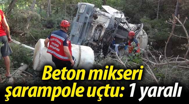 Beton mikseri şarampole uçtu: 1 yaralı