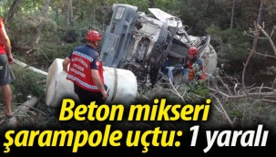 Beton mikseri şarampole uçtu: 1 yaralı