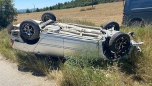 Yoldan çıkan otomobil takla attı: 1 yaralı