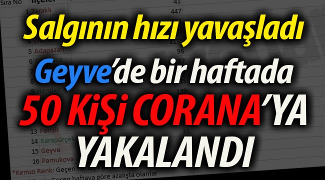 Geyve'de bir haftada 50 kişi Corona'ya yakalandı