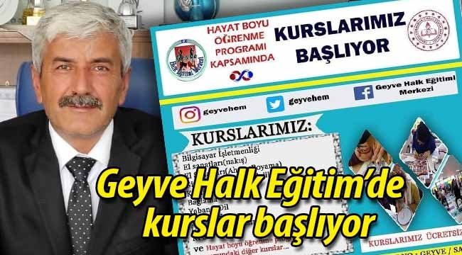 Geyve Halk Eğitim'de kurslar başlıyor