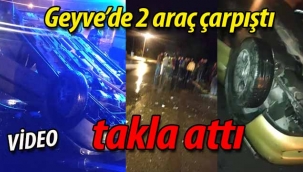 Geyve'de kaza.. Otomobil takla attı!