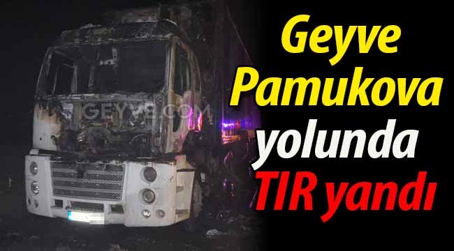 Geyve-Pamukova yolunda TIR yandı