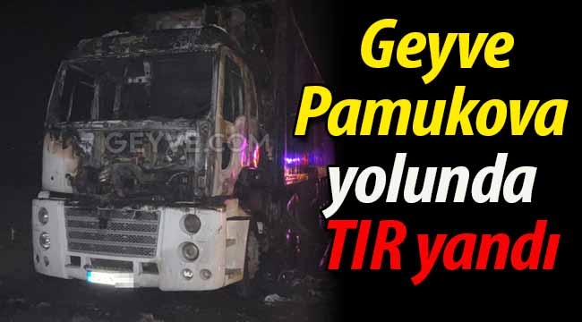 Geyve-Pamukova yolunda TIR yandı