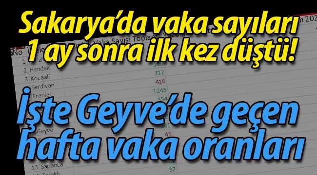 Sakarya'da vaka sayıları 1 ay sonra ilk kez düştü! 