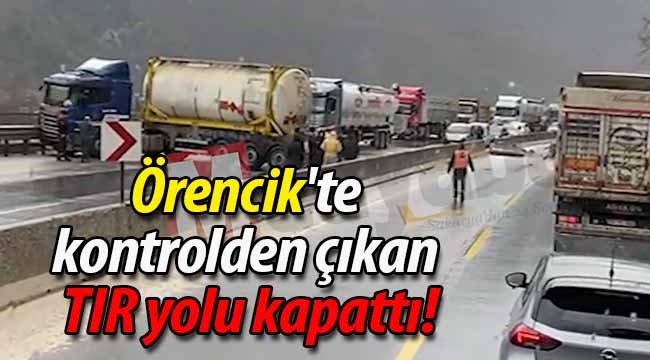 Örencik'te kontrolden çıkan TIR yolu kapattı!