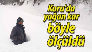 Geyve Koru'da yağan kar böyle ölçüldü