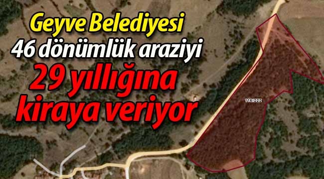 Geyve Belediyesi, 46 dönümlük araziyi kiraya veriyor