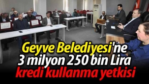 Geyve Belediyesi'ne 3 milyon 250 bin Liralık kredi kullanma yetkisi