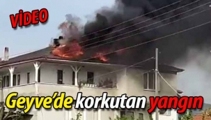 Geyve'de korkutan yangın (VİDEO)