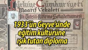 1933'e ait diploma, Geyve'deki eğitim kültürüne ışık tutuyor