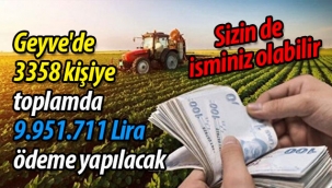 Geyve'de 3358 kişiye toplamda 9.951.711 Lira ödenecek