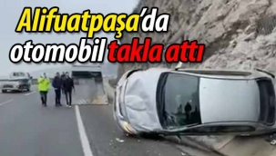 Alifuatpaşa'da otomobil takla attı!