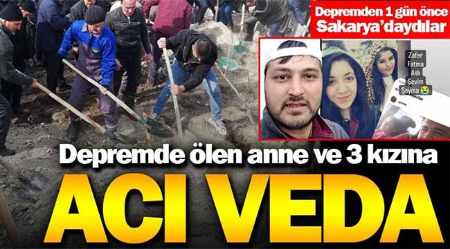 Depremde ölen anne ve 3 kızına Taraklı'da acı veda