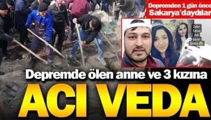 Depremde ölen anne ve 3 kızına Taraklı'da acı veda