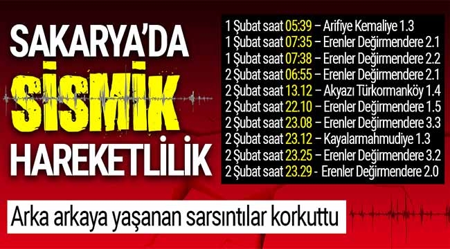 Sakarya'da sismik hareketlilik