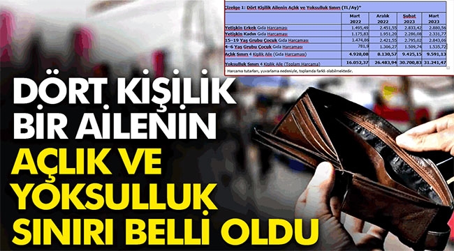 4 kişilik ailenin açlık ve yoksulluk sınırı belli oldu