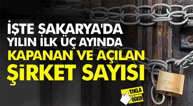 İşte Sakarya'da yılın ilk üç ayında kapanan ve açılan şirket sayısı