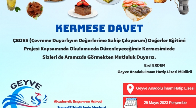 Geyve AİHL'den depremzedeler için kermes