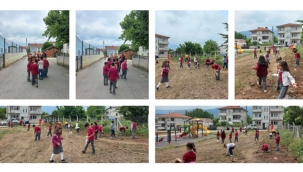 Ahmet Yesevi İlkokulu öğrencileri fidan dikti