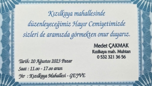 Bugün Kızılkaya'da hayır cemiyetine davetlisiniz!