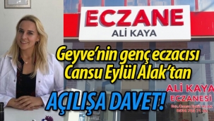 Eczacı Cansu Eylül Alak'tan açılışa davet!