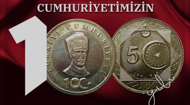 Cumhuriyet'in 100. yılına özel "5 Türk lirası" hatıra parası