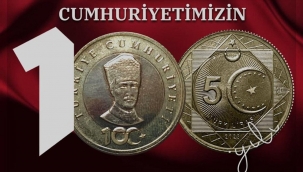 Cumhuriyet'in 100. yılına özel "5 Türk lirası" hatıra parası
