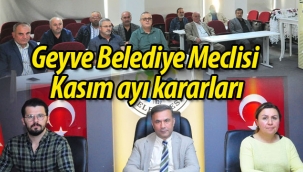 Geyve Belediye Meclisi Kasım ayı kararları