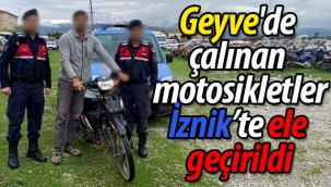 Geyve'de çalınan motosikletler İznik'te ele geçirildi