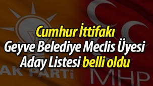 Ak Parti Geyve Belediye Meclis Üyesi Aday Listesi belli oldu
