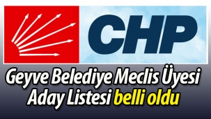 CHP Geyve Belediye Meclis Üyesi Aday Listesi belli oldu