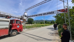 Sarıgazi girişine "Hoşgeldiniz" tabelası asıldı