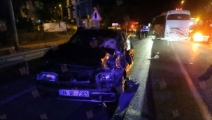 Geyve'de servis otobüsü ile otomobil çarpıştı! 1 yaralı